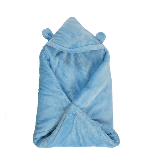 Florida All Season Hooded Baby Blanket Swaddler Wrapper Flannel Soft and Comfortable for New Born Babies - Sky Blue